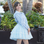 Sky Blue Lace Sleeve Blouse with Puritan Collars