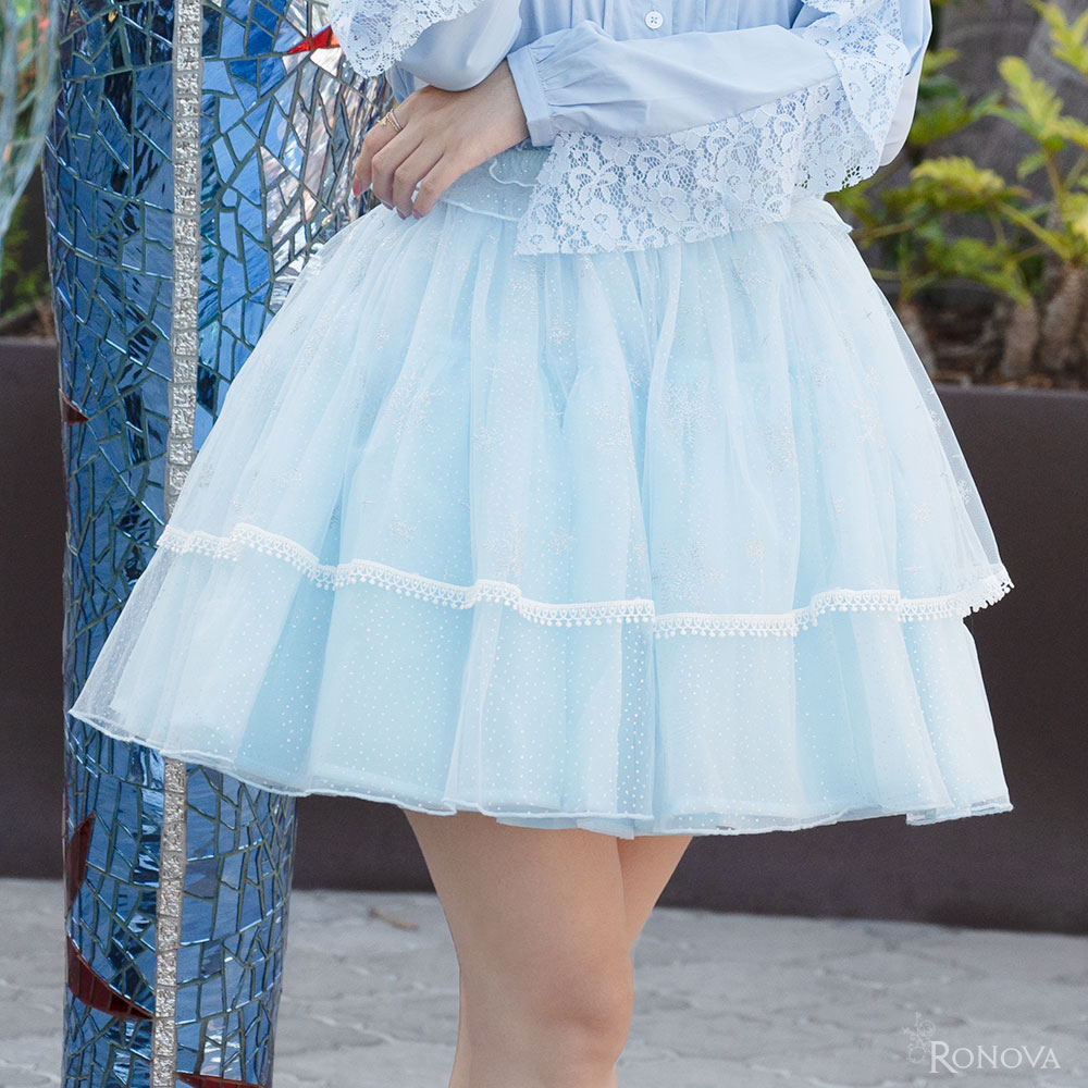 Ice Blue Snowflake Petticoat Skirt