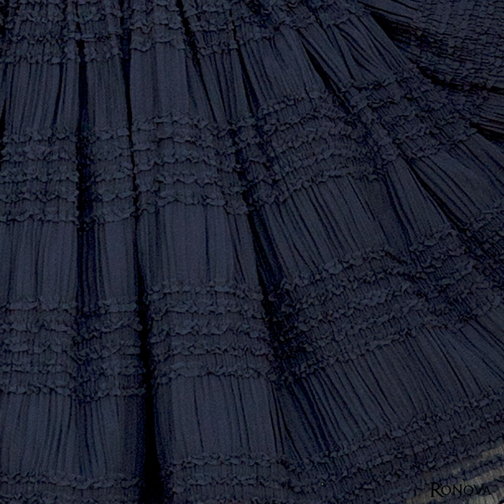 Ronova Pleated Ruffled Petticoat Skirt in Black
