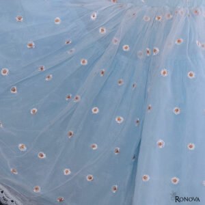 Ronova Petticoat Skirt with Daisy on Mint Blue