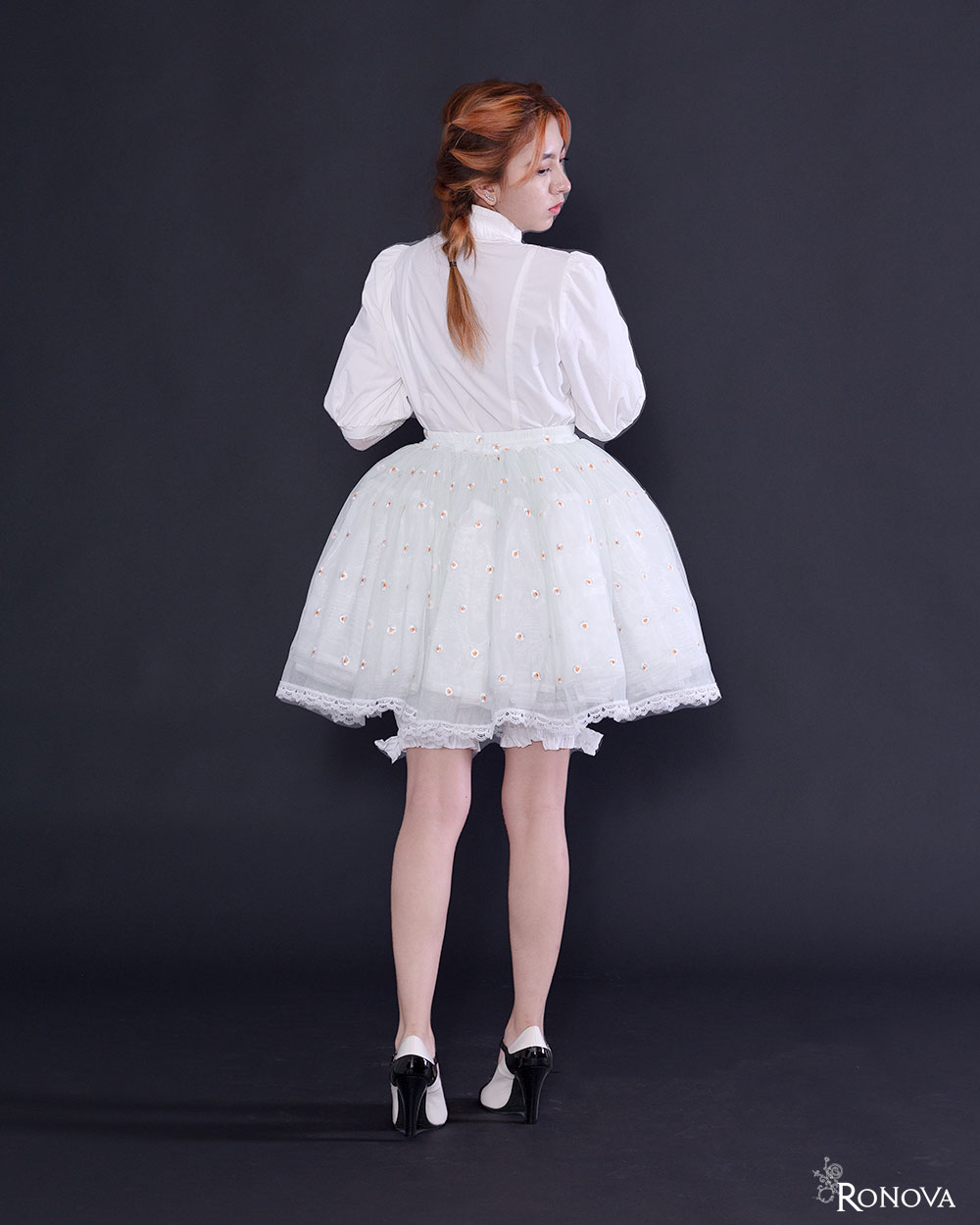 Ronova Petticoat Skirt with Daisy on Ice Mint Green