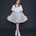 White Lily on Black Petticoat Skirt