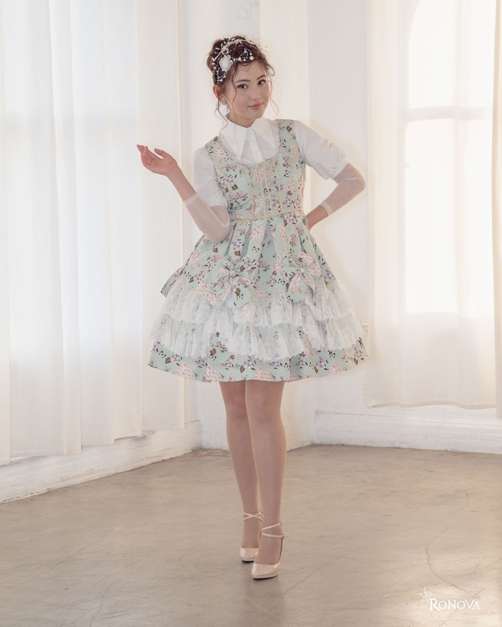 Floral Blossom Celadon Dress