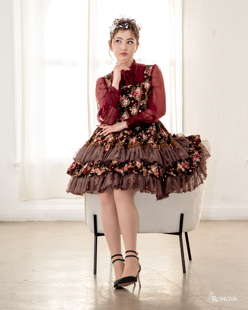 Blooming Floral Maroon Dress